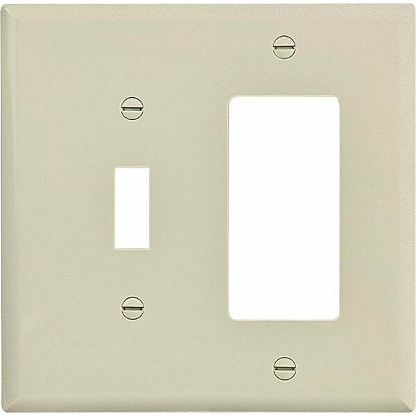 Eaton Wiring Devices Combination Wallplate, 4-7/8 In L, 4-15/16 In W, 2 -Gang, Polycarbonate, Ivory PJ126V-SP-L
